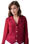 Bordo Şifon Kollu Önden Düğme Detaylı Gömlek