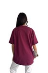 Bordo Teddy Bear Özel Taş İşlemeli Tasarım Oversize Rahat Kesim T-Shirt