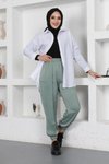Çağla Yeşili Beli Ve Paçası Lastikli Pantolon