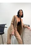 Camel Blazer Ceket Kalem Pantolon Ikili İkili Takım