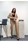 Camel Blazer Ceket Kalem Pantolon Ikili İkili Takım
