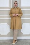 Camel Taş Detaylı Gömlek