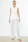 Ekru Lastikli Bol Paça Pantolon