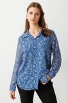 İndigo Desenli Kumaş Bluz