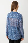 İndigo Desenli Kumaş Bluz