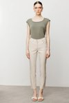 Beige Five-Pocket Straight Leg Pants