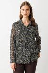 Siyah Desenli Kumaş Bluz