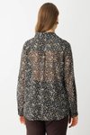 Siyah Desenli Kumaş Bluz