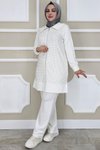 Ekru Beden Taş Detaylı İkili Takım