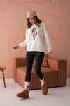 Ekru Teddy Bear Ayıcık Baskılı İplik Şardonlu Bisiklet Yaka Sweat Sweatshirt