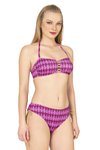 Pembe Parıltılı Straplez İp Detaylı Bikini Takım
