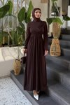 Brown Linda Stone-Embellished Coffee Evening Dress