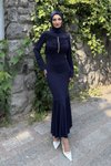 Navy Blue Erva Stone Evening Dress