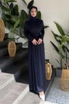Lacivert Linda Taşlı Abiye Elbise
