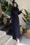 Lacivert Linda Taşlı Abiye Elbise
