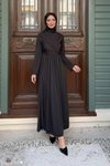 Black Linda Stone-Embellished Evening Dress