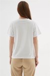 Beyaz Sıfır Yaka Kısa Kollu Baskılı T-shirt