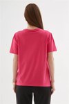 Fuşya Kısa Kollu Sıfır Yaka T-shirt
