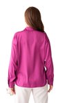 Fuşya Saten Smart Casuel Metal Düğme Detaylı Gömlek