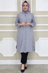 Gri Broşlu Gömlek