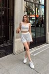 Gri Çizgili Şortlu İkili Takım
