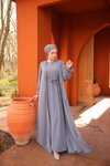 Gri İkili Abaya Tesettür Takım