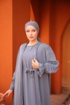 Gri İkili Abaya Tesettür Takım