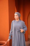 Gri İkili Abaya Tesettür Takım