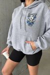 Gri İplik Şardonlu Oversize Compact Kafa Baskılı Sweat