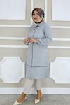 Gri Kombin Biye Ve Yaka Aksesuarlı Tunik