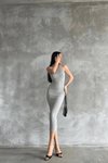 Gri Midi Halter Elbise
