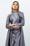 Gri Taş Detaylı Saten Tesettür Abiye Elbise