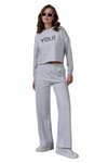 Gri Üç İplik Şardonlu Lazer Kesim Enjeksiyon Baskılı Alt Üst Sweat İkili Takım