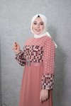 Gül Kurusu Puantiyeli Tesettür Elbise