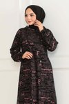 Gülkurusu Vizon Desenli Kapşonlu Spor Tunik