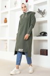 Haki Kapüşonlu Spor Tunik