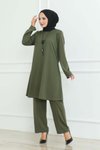 Haki Oversize İkili Tesettür Takım