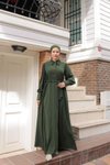 Hidden Placket Buttoned Abaya in Khaki