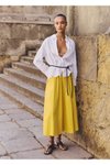 Hardal Rengi Uzun Büzgülü Etek