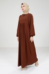 Kahve Robalı Renk Tesettür Elbise