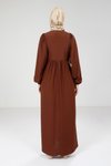 Kahve Robalı Renk Tesettür Elbise