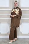 Kahverengi Desen Kombinli İkili Takım