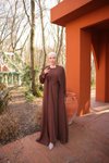 Kahverengi İkili Abaya Tesettür Takım