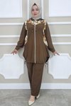 Kahverengi Kombin Detaylı İkili Takım