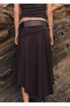 Kahverengi Midi Drapeli Etek