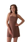 Brown Mini Strappy Square Neck Dress