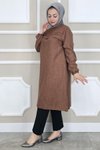 Kahverengi Taş Detaylı Tunik