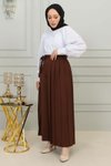 Kahverengi Uzun Piliseli Pantolon Etek
