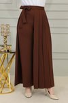Kahverengi Uzun Piliseli Pantolon Etek