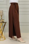 Kahverengi Uzun Piliseli Pantolon Etek